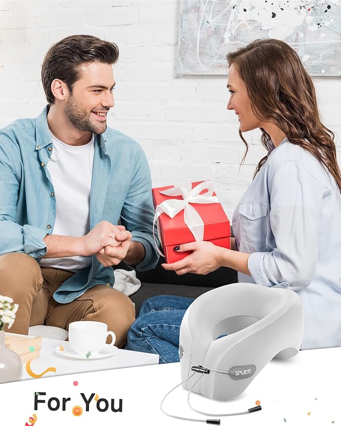 Ergonomic Neck Pillow for Travel – Comfortable Support for Airplane, Car, and Office with Eye Mask & Earplugs (Gray)