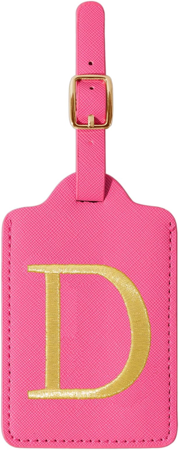 Personalized Initial Rose Red Leather Cute Luggage Tags with Privacy Cover Name Card, Custom Monogram Embroidered