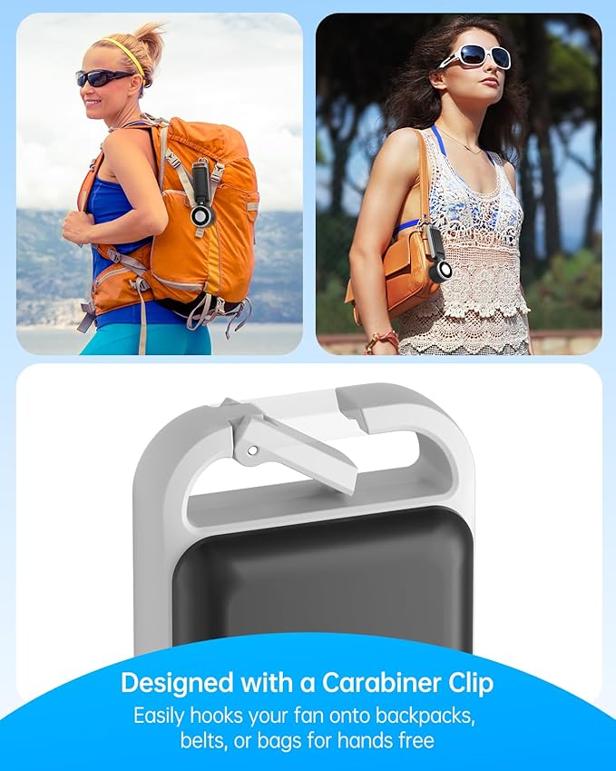 TriPole Portable Handheld Turbo Fan with Ice Cooling, 5 Speed Battery Rechargeable Foldable 3 in 1 Mini Fan, Neck & Desk Fan, Quiet Personal Fans for Outdoor, Travel, Camping, Hiking, Working