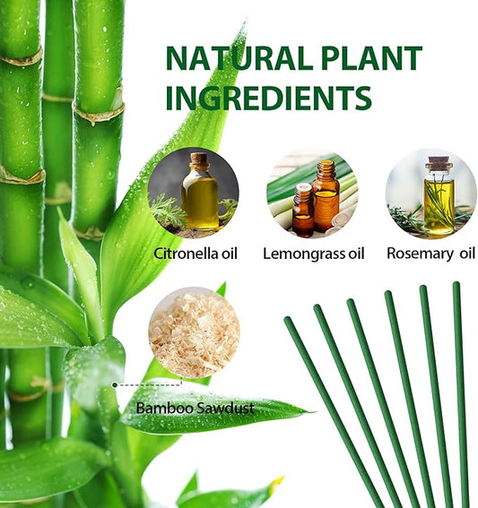 KICKOUTOR® Mosquito Repellent Outdoor Patio 240 PCS Natural Citronella Incense Sticks DEET Free Lemongrass Oil Gnat Mosquito Control for Indoor Backyard Travel Camping
