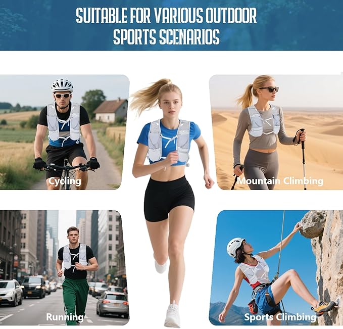 Lightweight Running Hydration Vest for Women Men, Breathable Adjustable Hydration Backpack with 1.5L Water Bladder Bag for Hiking, Trail, Running, Marathons, Cycling