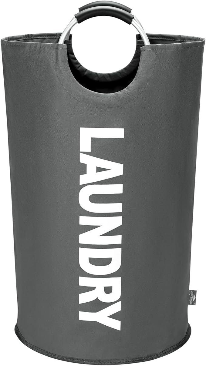 DOKEHOM 125L X-Large Collapsible Washing Laundry Basket Bag (7 Colors) for Bedroom, Fabric (Dark Grey, XL)