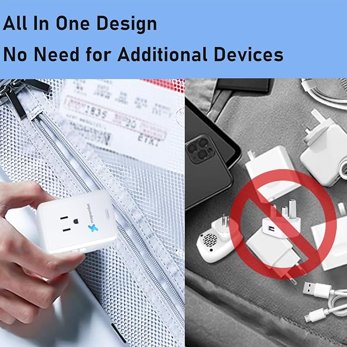 Upgraded Voltage Converter US to Europe for Hair Dryers 220V to 110V Converter with Fast Charging - Compact Travel Design with 3 USB-A + 1 USB-C Universal Travel Adapter for France Germany (White)