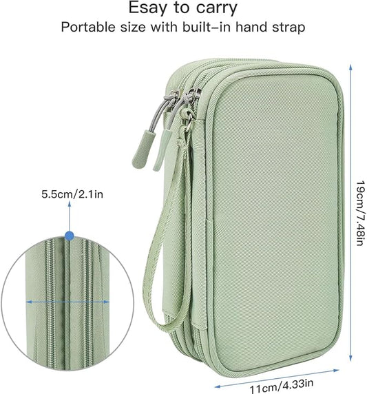 Cord Organizer Travrel Bag, Electronic Organizer Travel Case, Water Resistant Cable Organizer Pouch for Cable, Cord, USB, Charger, Phone, Power Bank, Earphone (Mint Green, Medium)
