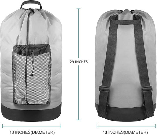 Dalykate Backpack Laundry Bag, Laundry Backpack with Shoulder Straps and Mesh Pocket Durable Nylon Clothes Hamper Bag with Drawstring Closure for College, Travel, Laundromat, Apartment