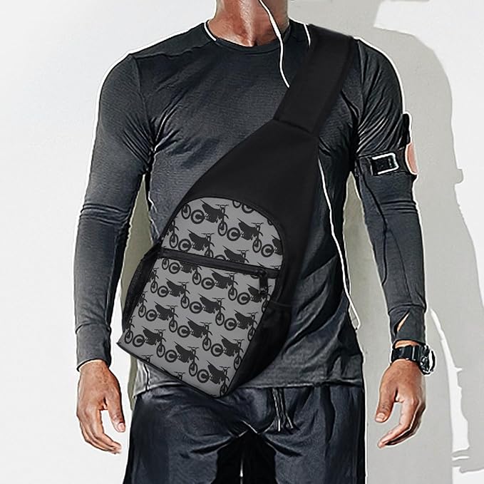 SWEET TANG Sling Backpack for Women, Cute Multipurpose Crossbody Shoulder Bag, Comfortable and Lightweight Adjustable Travel Hiking Daypack Motorcycle Dirt Bike Black On Grey