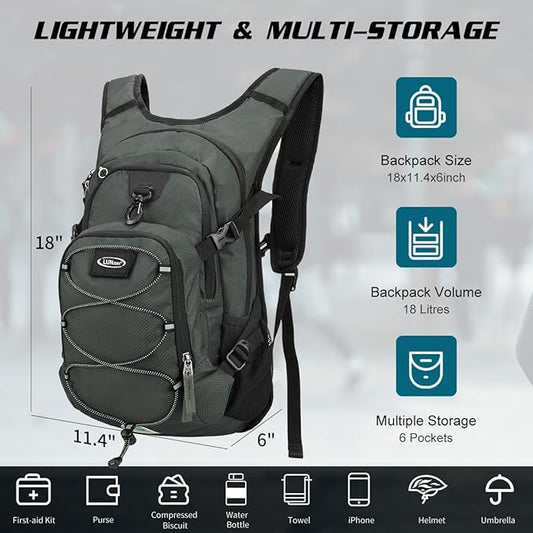 Hydration Backpack with 3L Water Bladder, Insulated Running Hydration Pack Hydropack, Lightweight Water Backpack for Hiking Cycling Camping Biking for Men Women