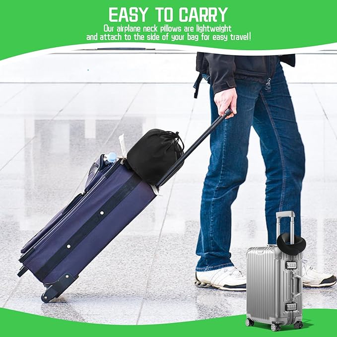 REDOFF®Travel Pillow for Neck Support, Memory Foam Neck Pillow for Airplane, Car, Office - Adjustable Strap with Magic Tape, Breathable & Portable with Storage Bag,It's Good to give Gifts.(Black)