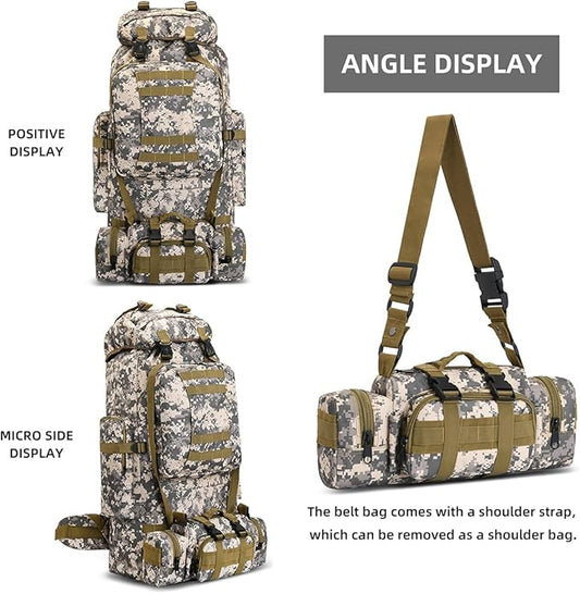HongXingHai 100L Camping Hiking Backpack,Molle military Tactical rucksack backpack,Waterproof Lightweight Hiking Backpack (CityCamo-C)