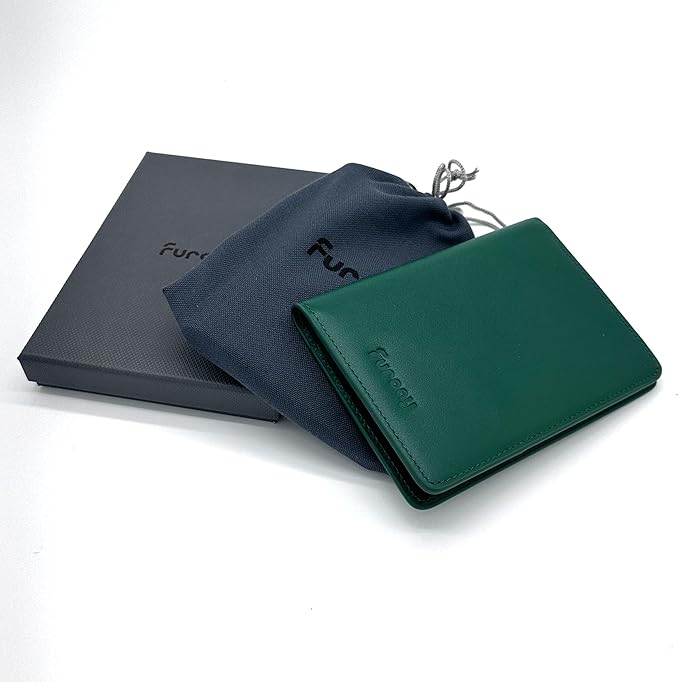 Passport holder for travel, Genuine Nappa Leather Passport Cover with RFID blocking. A must-have Airport Travel safety essentials for both men and women.(Green/Brown)