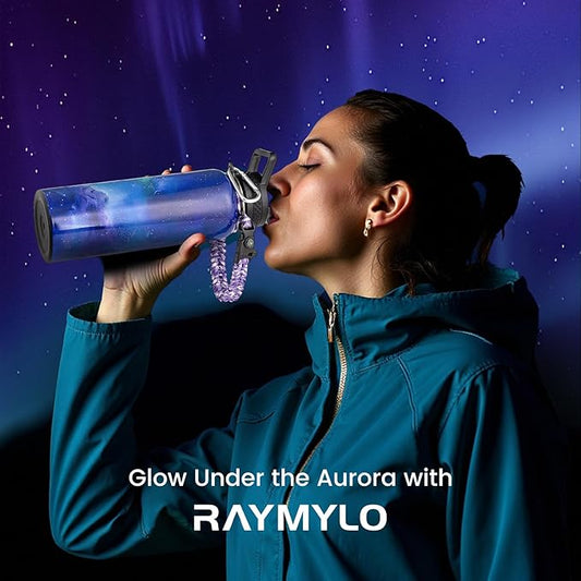 40oz Insulated Water Bottle, Triple Wall Vacuum Stainless Steel Water Bottles - Keeps Cold 48H, Reusable Metal water flask Jug for Gym, Sports, Camping, Hiking,Travel, Aurora-Purple