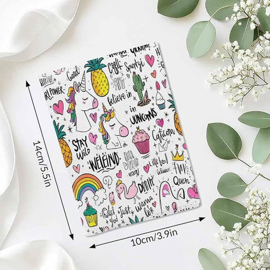Unicorn Pattern Passport Holder for Travel Rainbow Pineapple Cake Love Heart PU Leather Passport Cover Wallet Cute Passport Card Holder for Women and Men