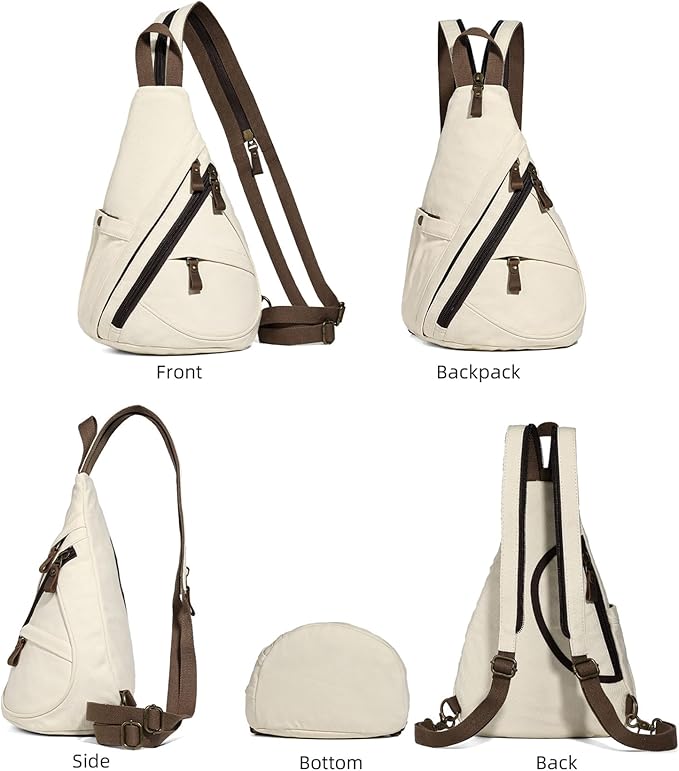 KL928 Canvas Sling Bag - Small Crossbody Backpack Shoulder Casual Daypack Rucksack for Men Women(Large Version)