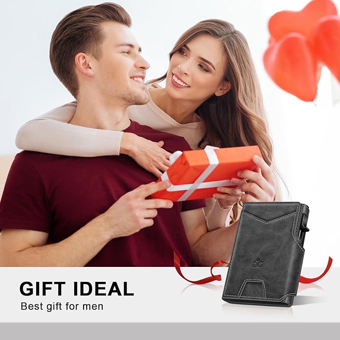 Wallet for Men Wallet with Slim Pop Up Card Holder 9-13 Cards, Bifold Minimalist Smart Wallet RFID Blocking Credit Card Holder with ID Window & Stretchable Cash Slot Compact Metal Aluminum Card Case