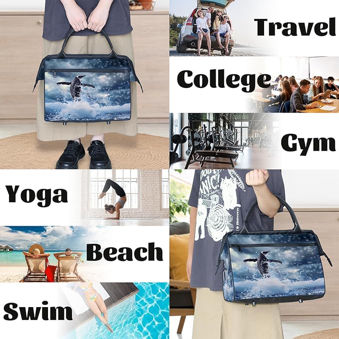 Travel Duffel Bag Penguin Bird Waterproof Sports Duffel Bags Lightweight Large Capacity Weekender Carry On Gym Bag for Women Men