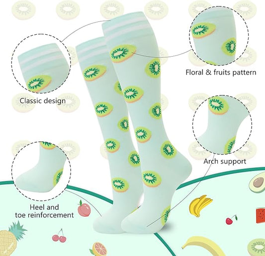 fenglaoda Compression Socks for Women Men Support Circulation 6 Pairs Socks For Nurse, Travel, Flight