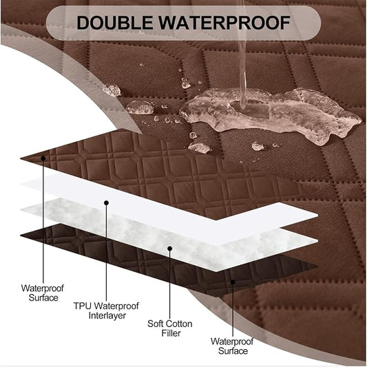 Smiry Waterproof Dog Blanket, 82x102 Inch Soft Pet Bed Cover Reversible, Washable Sofa Couch Furniture Protector for Small Medium Large Dog Puppy Cat, Geometric, Brown/Chocolate