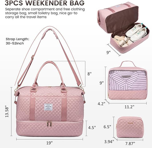 LOVEVOOK Travel Duffle Bag,Weekender Bags for Women with Shoe Compartment,Carry on Overnight Bag with Toiletry Bag,Gym Duffel Bag with Wet Pocket, Hospital Bags for Labor and Delivery