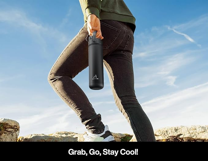 26 oz Insulated Water Bottle with 2-in-1 Straw and Spout Lid, Glow-in-the-Dark, 24H Cold, Leakproof, Fits in Car Cup Holder, Stainless Steel for Gift, Trip, Holiday, Sports (Deadly Cute)