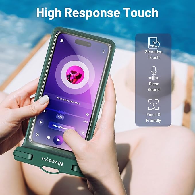 Niveaya Waterproof Phone Pouch, Waterproof Phone Case Compatible for iPhone 15 14 13 12 Pro Max Up to 7", IPX8 Cellphone Kayak Accessories, Travel Essentials 1Pack