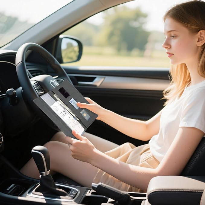 CoBak Leather Car Registration and Insurance Holder with Magnetic Compartment - Vehicle Glove Box Organizer for Driver License, Cards, Emergency Cash - Auto Truck Accessories Case, Dark Green