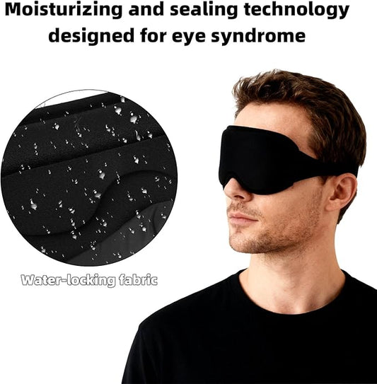 Soft Sleep Mask for Eyes, Moisture Chamber Glasses with Earbud Storage Design Reusable Lightweight Hydrating Eye Mask Comfortable Sleep Goggles for Naps Meditation Yoga