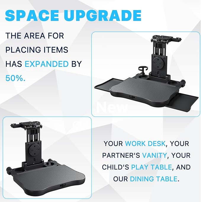 Car Back Seat Tray Table, Stable Foldable Auto Backseat Food Trays Desk for Rear Passenger Road Trip Eating & Work, Multifunctional Adjustable Travel Tray with Phone Drink Holder for Laptop iPad