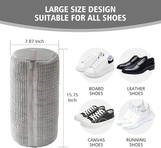 HEAVYWOOD Shoes Bag for Washing Machine Reusable Shoe Cleaning Washing Machine Bag Sturdy Anti-Rust Zipper 15.7’’*7.8’’ Shoe Laundry Bag for Washer and Dryer for Sneakers (Gray, 2Packs)