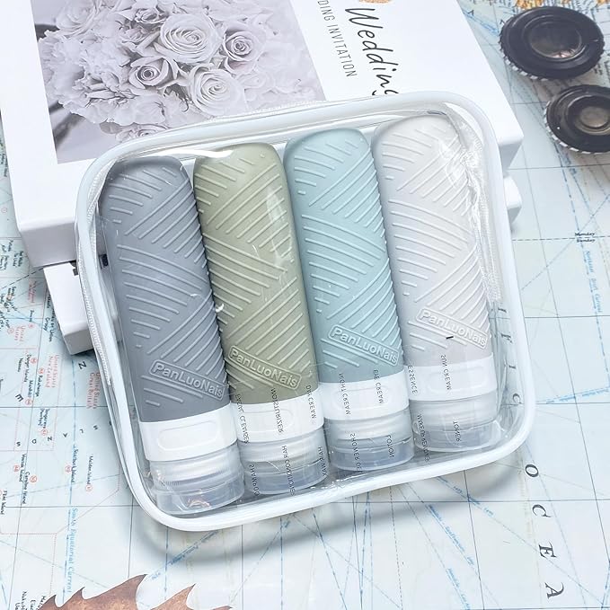 Travel Bottles for Toiletries, Silicone TSA Approved Bottles, Leakproof Shampoo & Toiletry Containers for Airplane, Vacation & Business Trips