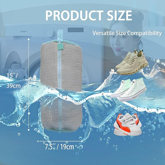 Shoe Washing Machine Bag,Laundry Shoe Bag for Sneaker,Tennis Shoes,Washer and Dryer,Reusable Cleaning Bag for Sock,Gym Shoes (Gray 2pcs)