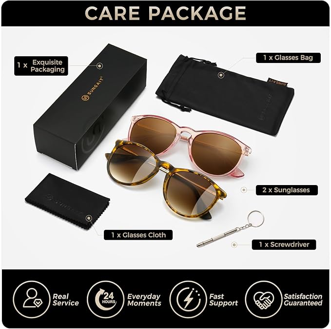 SUNGAIT Premium Vintage Round Sunglasses for Women Men Classic Retro Trendy Style