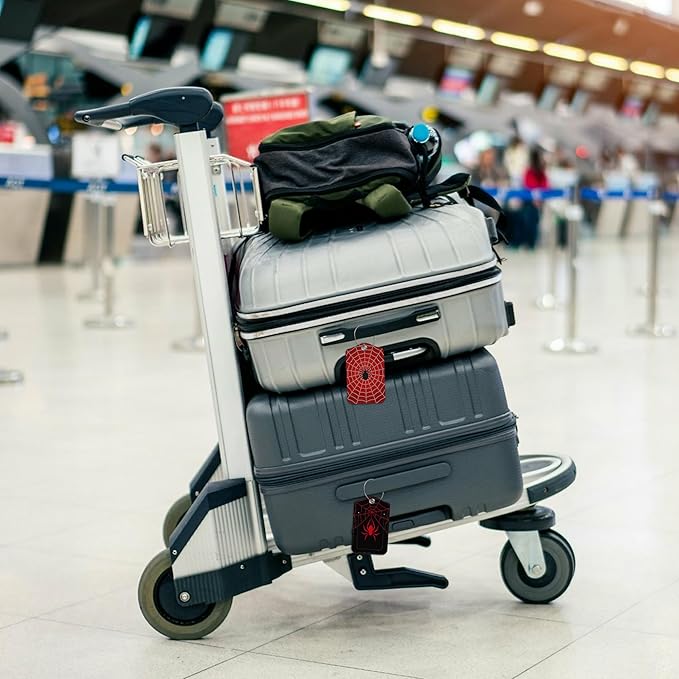 2 PCS Leather Luggage Tags for Suitcase Spider and Spider Web Travel Luggage Tag with Privacy Flap Name ID Label and Metal Loop for Travel Bag Suitcase