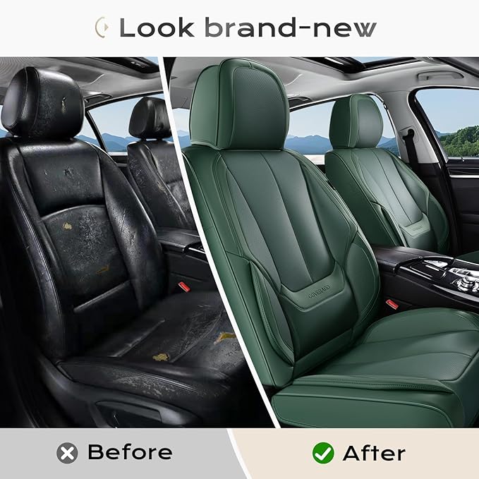 Coverado Seat Covers, Car Seat Covers Front Seats, Car Seat Cover, Car Seat Protector Waterproof, Car Seat Cushion Nappa Leather, Seat Covers Carseat Cover Universal Fit for Most Cars