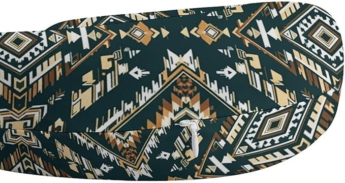 Unisex Travel Neck Pillow Memory Foam U Shaped Cushion Ethnic Indiana Southwest Western Tribal Aztec Green, Washable Cover for Men Women Airplane Car Home Rest
