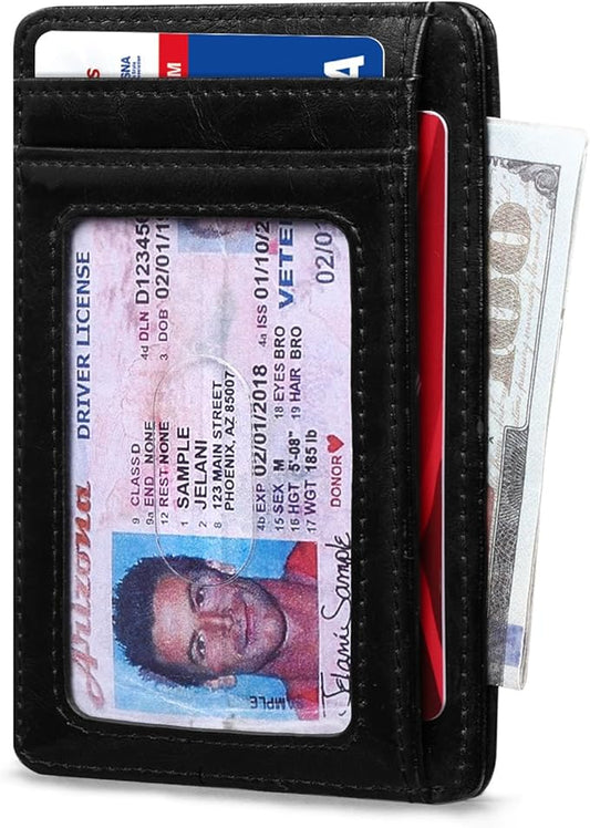 RUNBOX Slim ID Cases Minimalist Front Pocket RFID Blocking Leather Wallets for Men and Women Card Holder Wallets Gifts for men