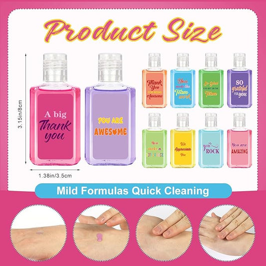 50 Pcs Thank You Mini Hand Sanitizer Bulk Employee Appreciation Gift Inspirational Small Hand Sanitizer 1fl oz Travel Size Hand Soap for Team Coworker Friends Teacher Christmas Valentine (Colorful)