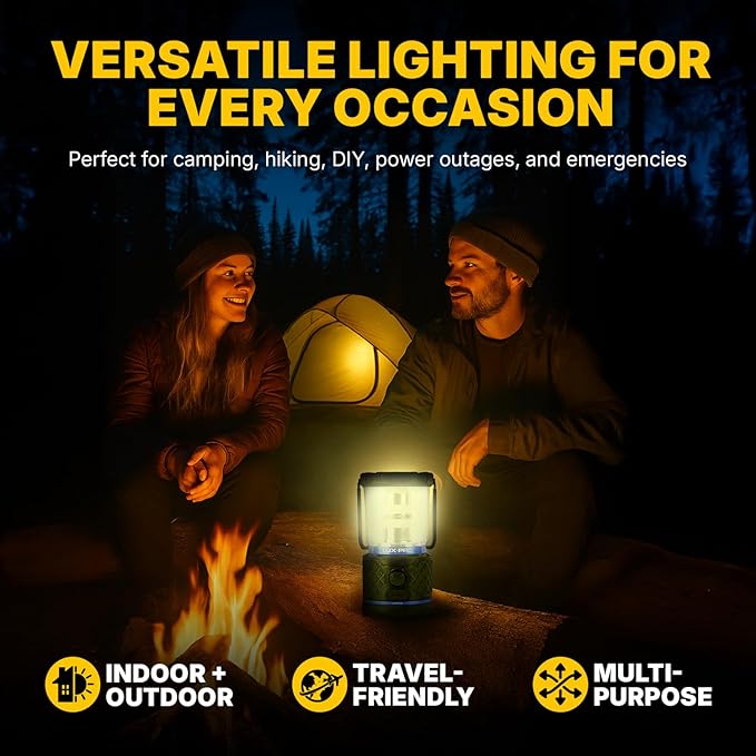 LUXPRO Rechargeable Dual-Power 1100 Lumen LED Lantern for Up to 150 Hours of Use - Camping Lantern with Built-in Power Bank - Dimmable LED Light with IPX4 Water-Resistant Rating (Camping Lantern)