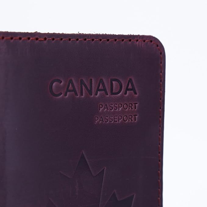 INCARNE Passport Cover - Travel Passport Wallet - Leather Passport Holder for Men Women Family with Card Slots & Note Compartmen - Sleeve Protector - Genuine Leather - Vintage Burgundy