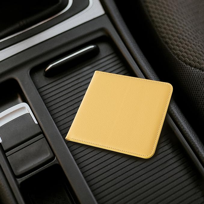 CoBak Car Registration and Insurance Holder - Small and Lightweight Vehicle Glove Box Car Organizer, Auto Truck Comparment Accessories Case for Essential Document, Driver License (Mustard Yellow)