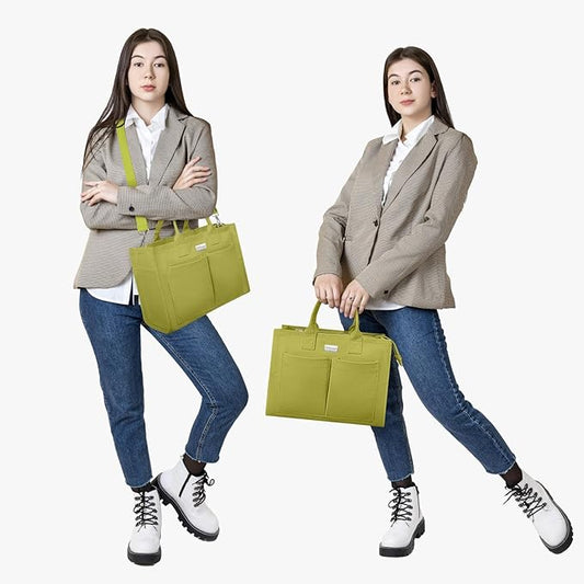 TOPDesign Heavy-Duty Canvas Tote Bag for Women, Adjustable Crossbody/Shoulder Handbag with 9 Pockets, Everything Tote