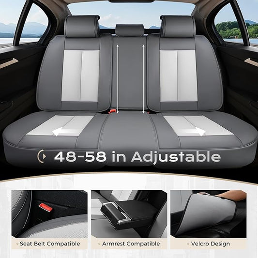 Coverado Car Seat Covers Full Set, Car Seat Protector Waterproof, Nappa Leather Car Seat Cushion, Seat Covers for Cars, Front Seats and Back Universal Fit for Most Cars