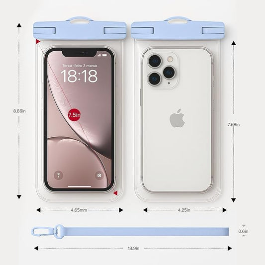 1/2 Pack Waterproof Phone Pouch Compatible with iPhone 17 16 15 Pro Max & Galaxy S24+/S23 7in Waterproof Phone Case with Lanyard,IPX8 Beach Travel Must Haves, Beach Essentials, Sky Blue, 1 Pack