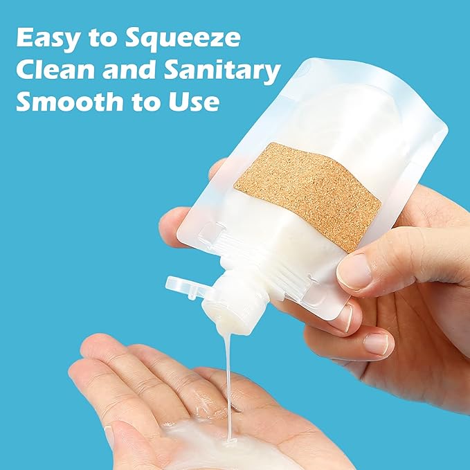 TailaiMei 12 Pieces Travel Pouches for Toiletries, TSA Approved Portable Travel Size, Refillable Stand Up Pouch for Shampoo/Conditioner/Lotion (50ml/1.7oz)