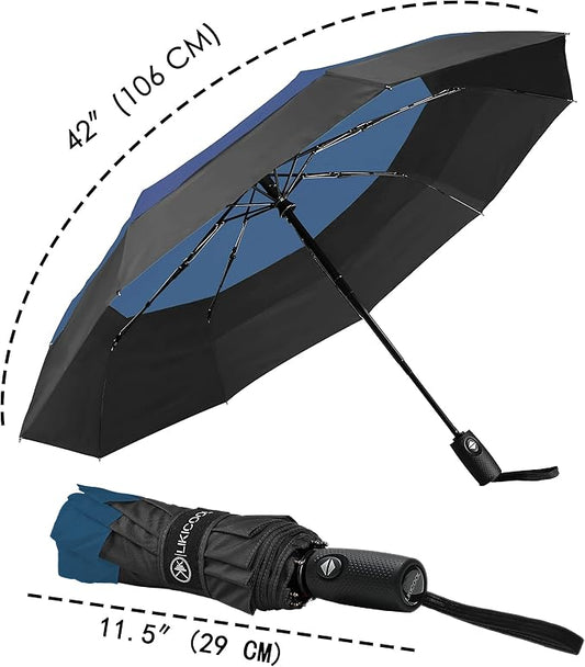 WOLNOS Umbrella Windproof Travel for Rain - Easy Auto Open Close, Durable & Compact Umbrellas, Waterproof Canopy - Backpack, Purse, Portable Umbrella for Travel