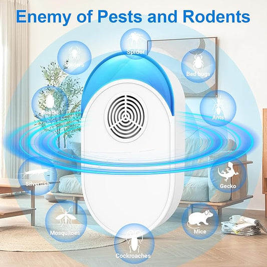 2025 Upgraded Ultrasonic Repeller 8 Packs, Indoor Ultrasonic and Repellent for Roach, Rodent, Mouse, Bugs, Ant, Mosquito, Mice, Spider, Electronic Plug in Pest Control