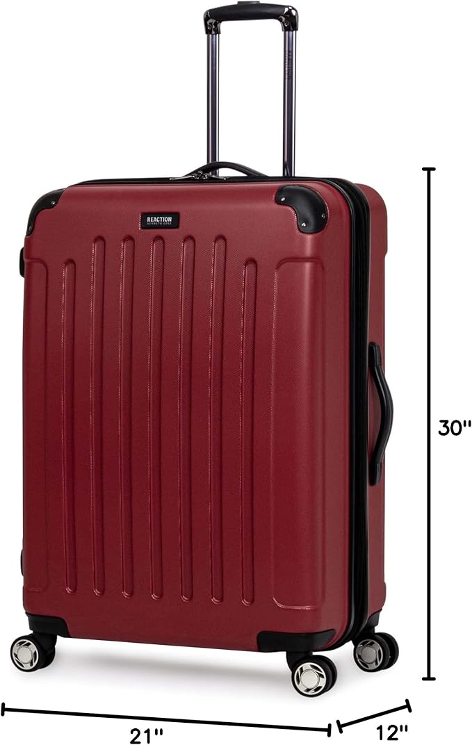 Kenneth Cole REACTION Renegade Luggage Expandable 8-Wheel Spinner Lightweight Hardside Suitcase, Scarlet Red, 28-Inch Checked