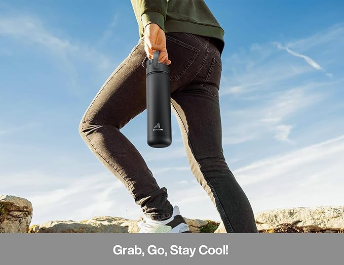 POWCAN 26 oz Insulated Water Bottle with 2-in-1 Straw and Spout Lid, Keep Cold 24H, Leak-Proof, Fits in Car Cup Holder, Stainless Steel Water Bottle for Sports, Travel, Gym, and School (Swamp Doodle)