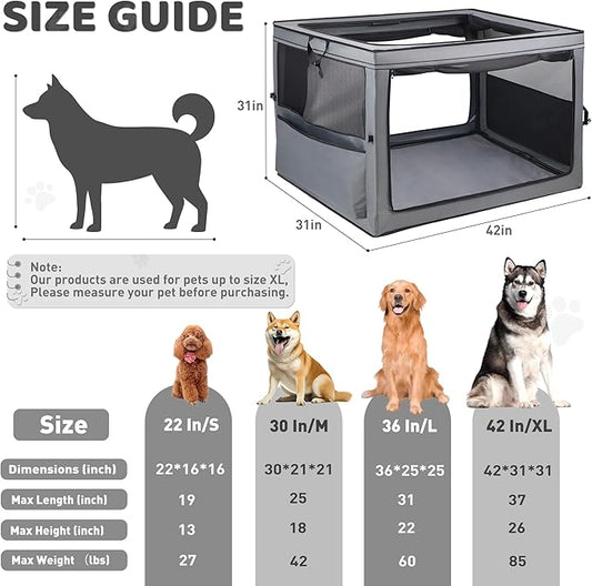 Foldable Pet Crate for Dogs & Cats, Portable Soft-Sided Kennel with Oxford Fabric, Lightweight & Easy to Carry, Travel & Indoor Use, Extra Large