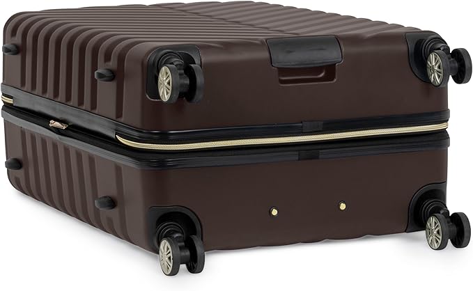 Kenneth Cole REACTION Madison Square Lightweight Hardside Chevron Expandable Spinner Luggage, Chocolate Brown, 28-Inch Checked