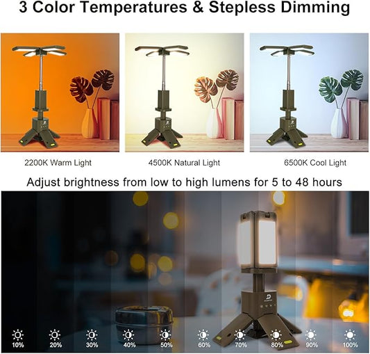 DUSKTEC Telescopic Camping Lights Rechargeable 14000mAh Led Camping Lantern Up to 8000LM Outdoor Camping Light Portable Camping Light Dimmable Camping Lamp IPX7 Waterproof Camp Lights Multifunction